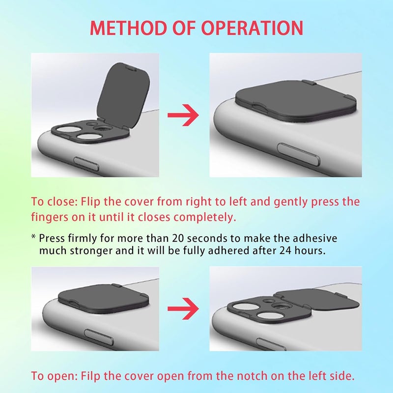 EYSOFT Phone Camera Lens Cover Compatible for Phone 16 Pro/ 16 Pro Max,Camera Lens Protector to Protect Privacy and Security,Strong Adhesive Black-2 Pack - Image 2